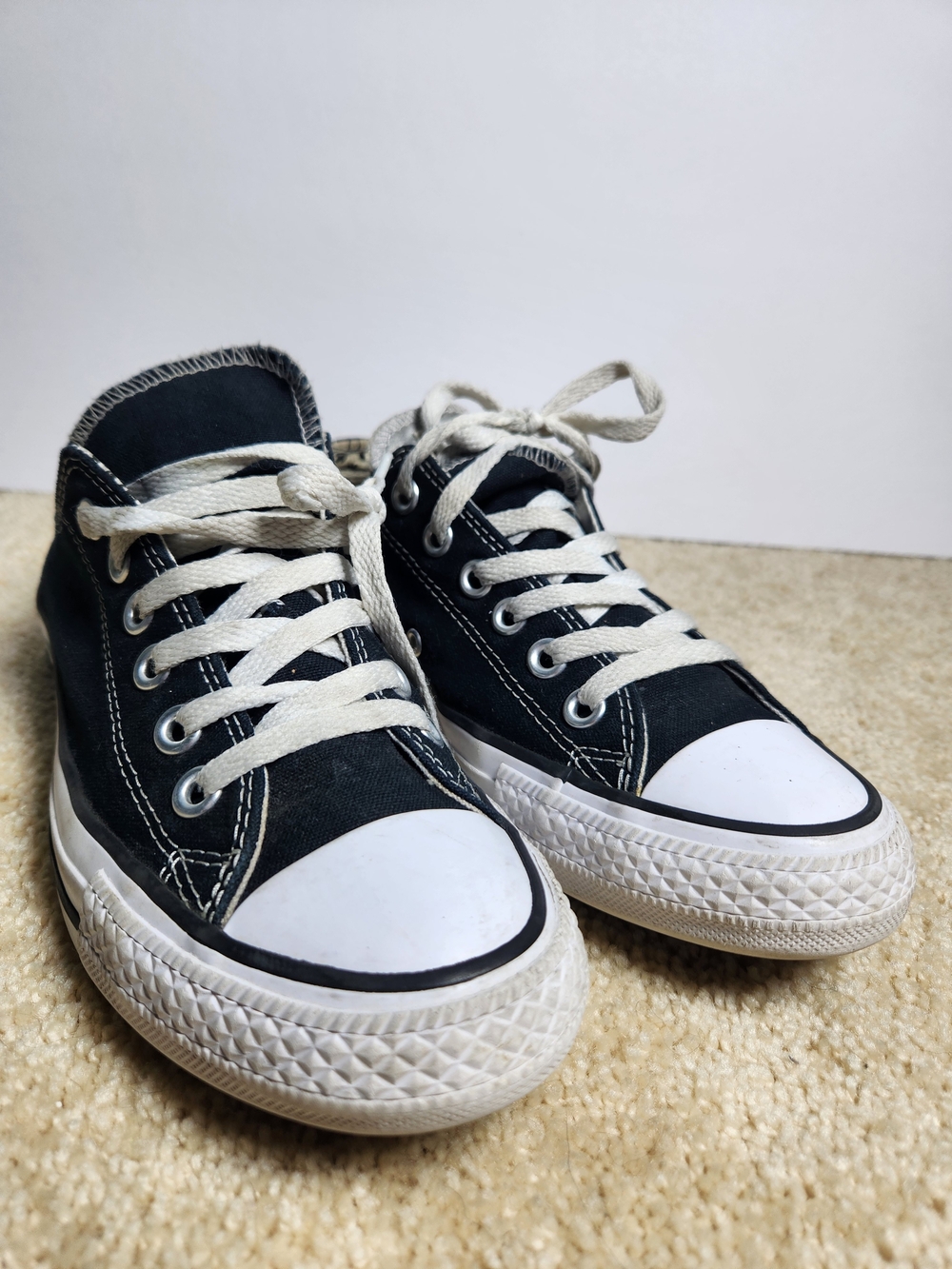 Converse Black Canvas Low-Top Sneakers with White Floral Lining